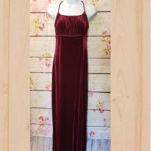 Burgandy Velvet Evening Maxi Dress